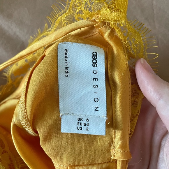ASOS yellow satin midi dress - Picture 4 of 5